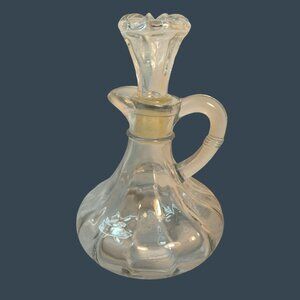 Anchor Hocking Glass Oil Vinegar Cruet Cut Glass Stopper Clear Elegant Farmhouse